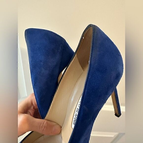 Manolo Blahnik BB 105mm Blue Suede Pumps - Picture 16 of 16